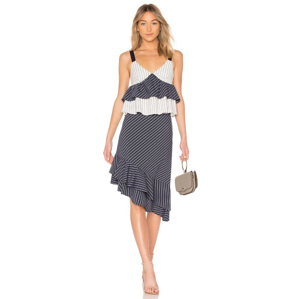 Womens Size 6 Nordstrom Revolve Joie Yenene Asymmetric Striped Ruffle Hem Skirt